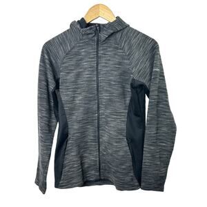 Columbia Black & Gray Fitted Full-Zip Hooded Jacket Women's Small Thumbholes